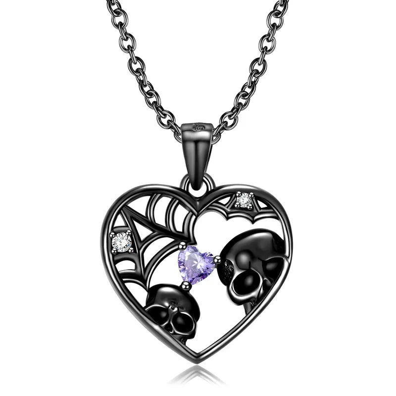 Heart Skull Pendant Necklace