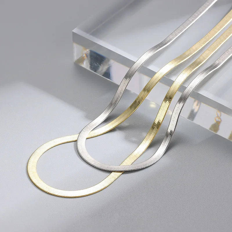 Sleek Flat Snake Chain Necklace