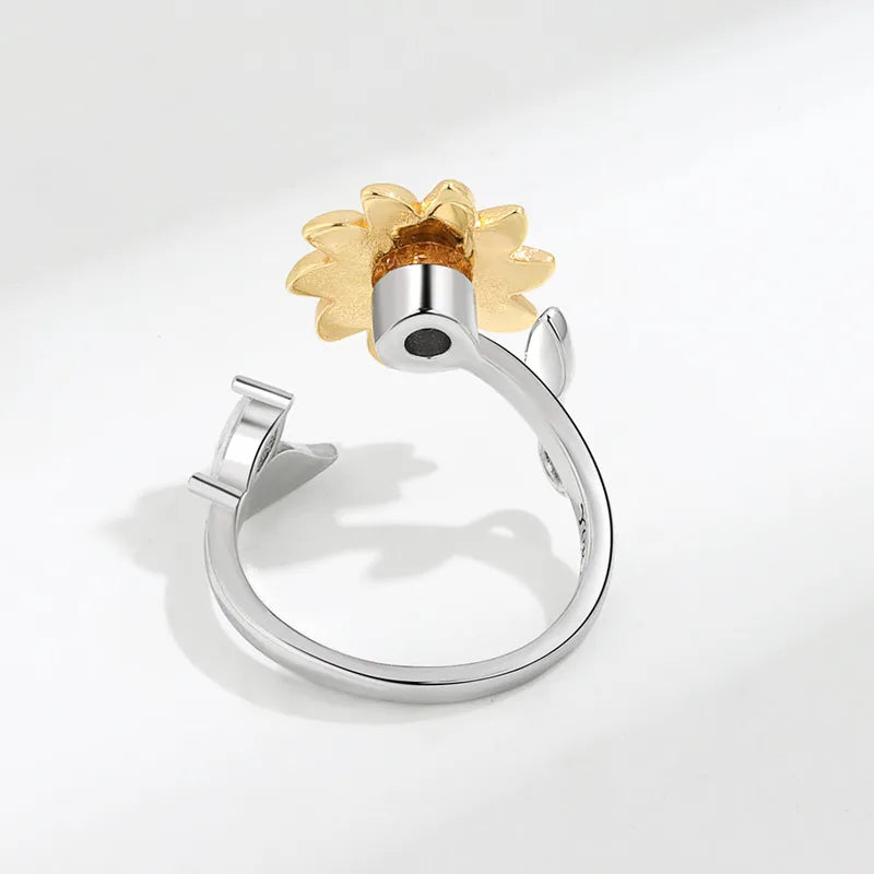 Anxiety Ring | Sunflower & Bee Open Ring