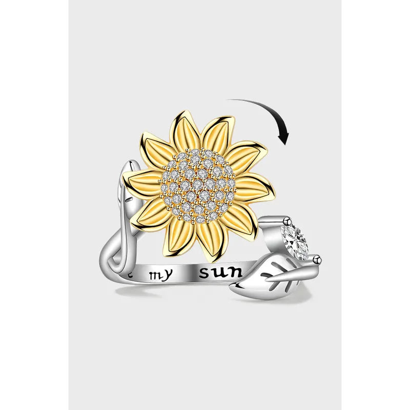 Anxiety Ring | Sunflower & Bee Open Ring