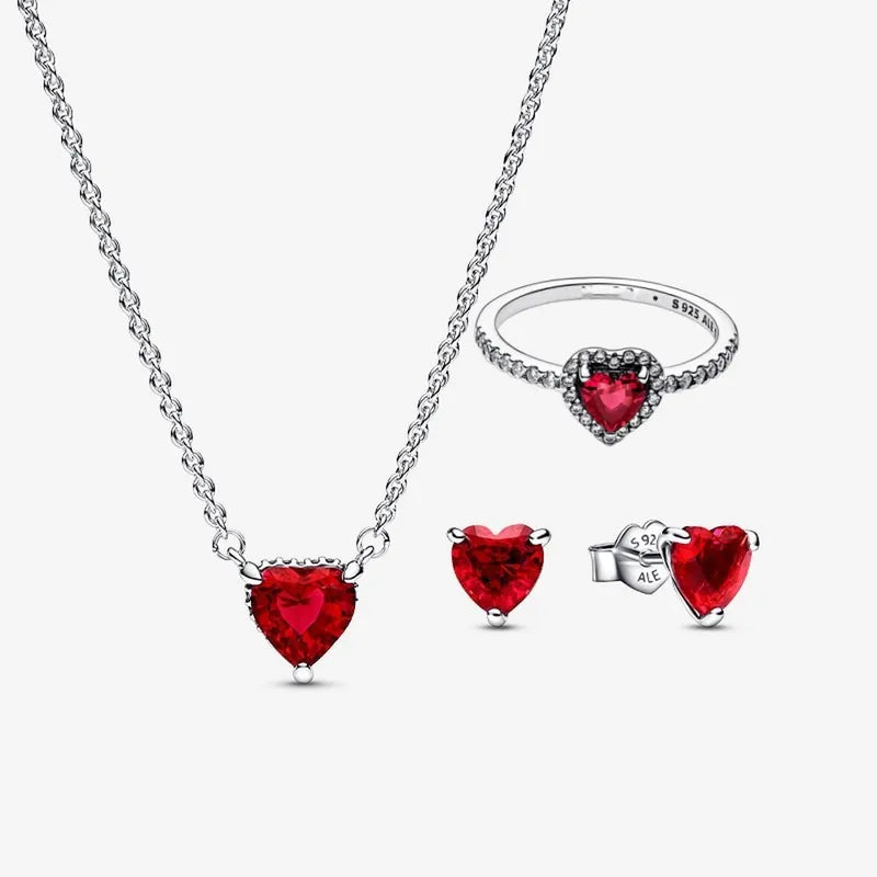 Red Heart Zircon Jewellery Set