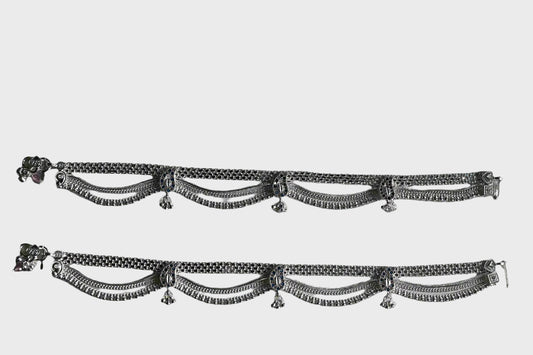 Sterling Silver Royal Peacock Charm Anklets