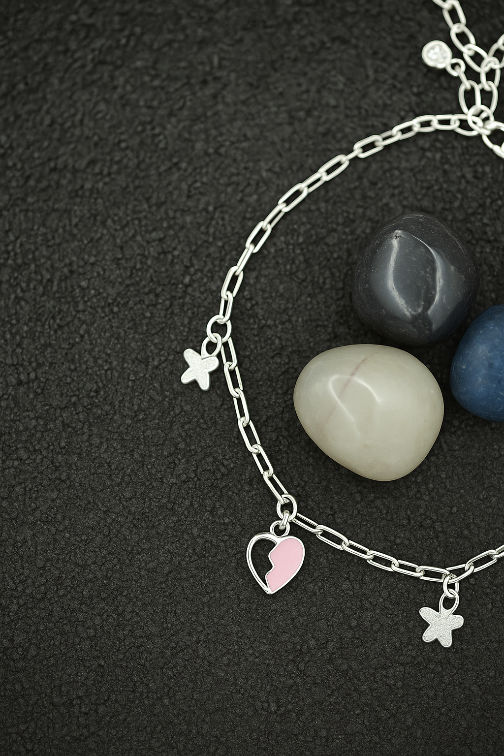 Pink Heart & Star Charm Anklet