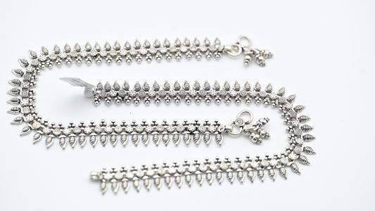 Sterling Silver 925 Antique Floral Payal