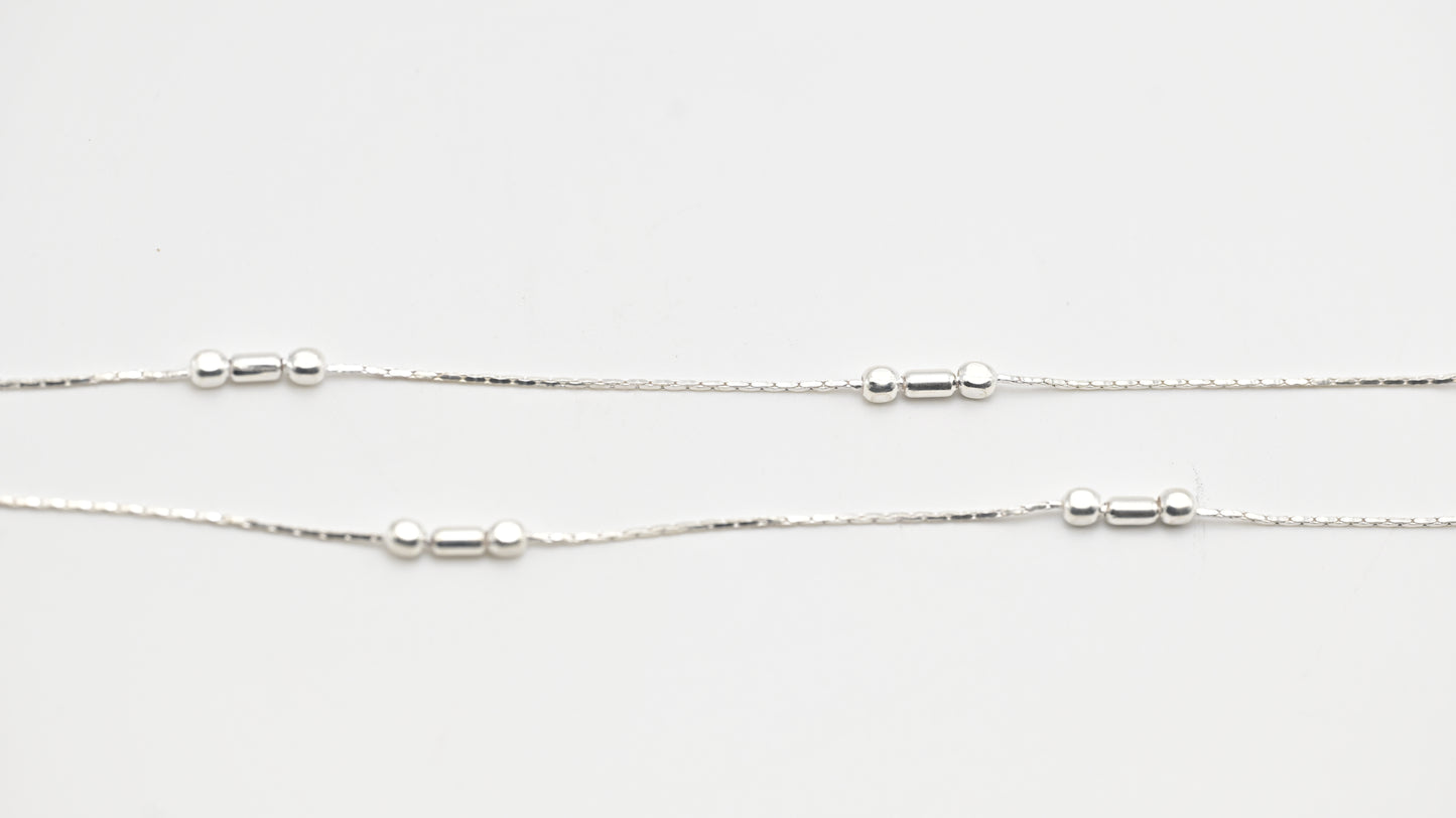 Sterling Silver 925 Minimal Beaded Anklet