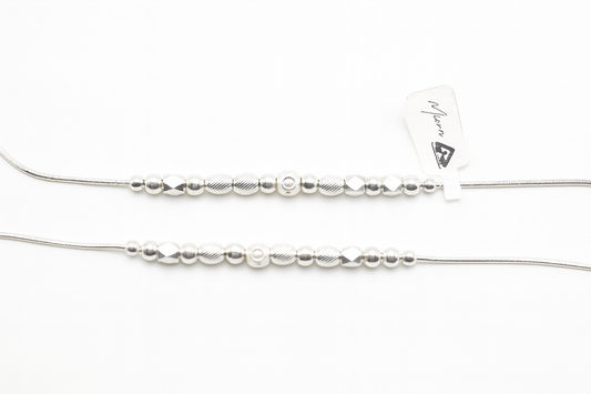 Sterling Silver 925 Diamond-Cut Beaded Anklet
