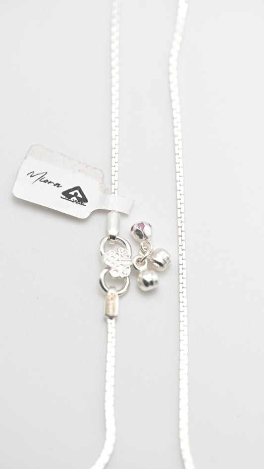 Sterling Silver 925 Classic Silver Box Chain Payal