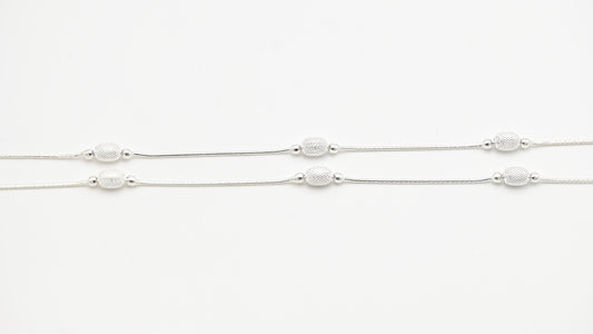 Sterling Silver 925 Textured Bead Anklets