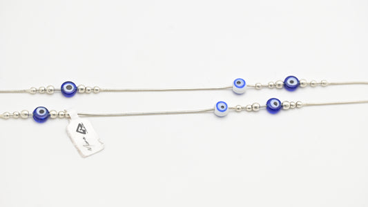 Sterling Silver 925  Blue Evil Eye Beads Anklet
