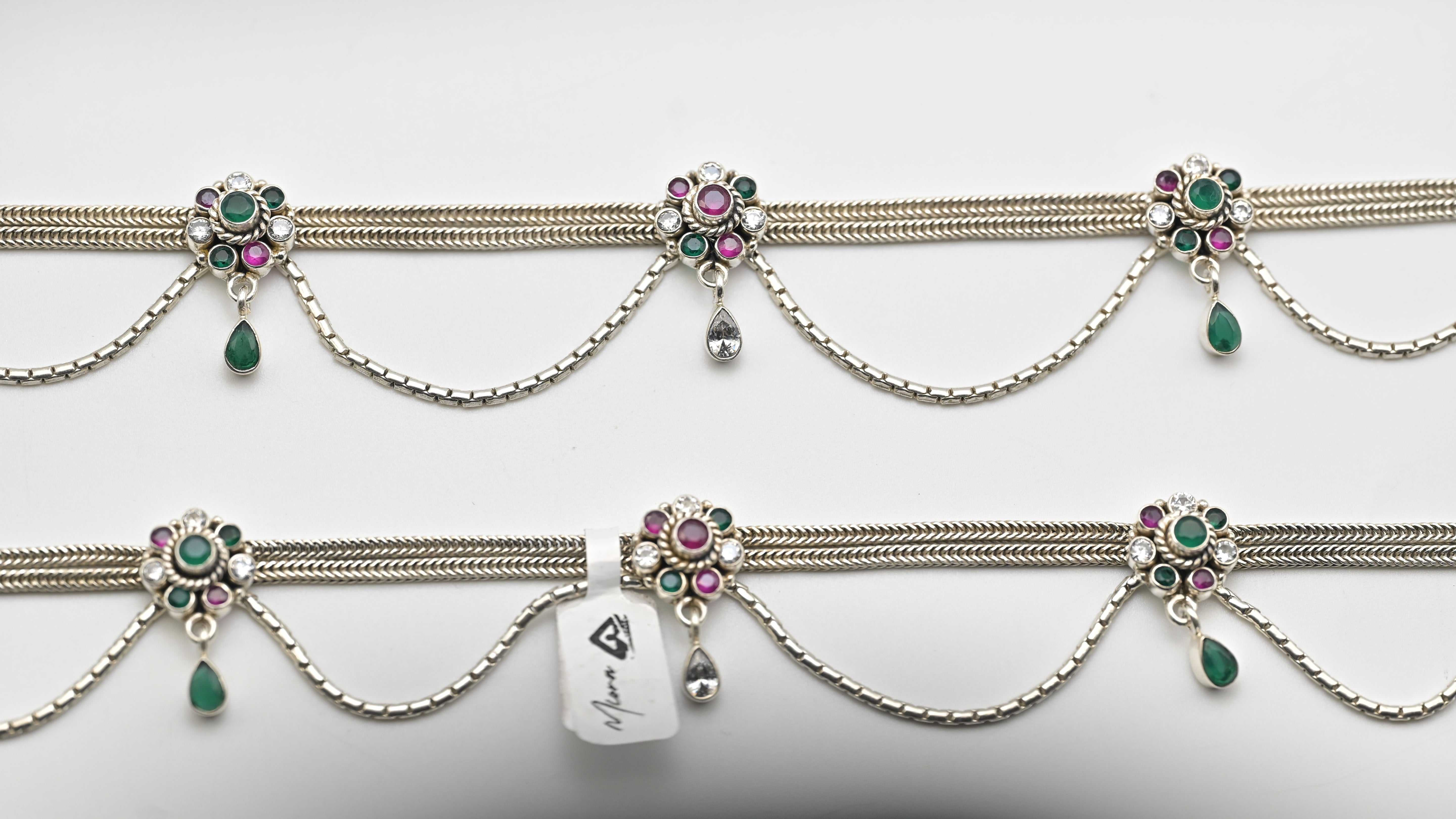 Traditional  Payal with Ruby & Emerald Stone Detailing