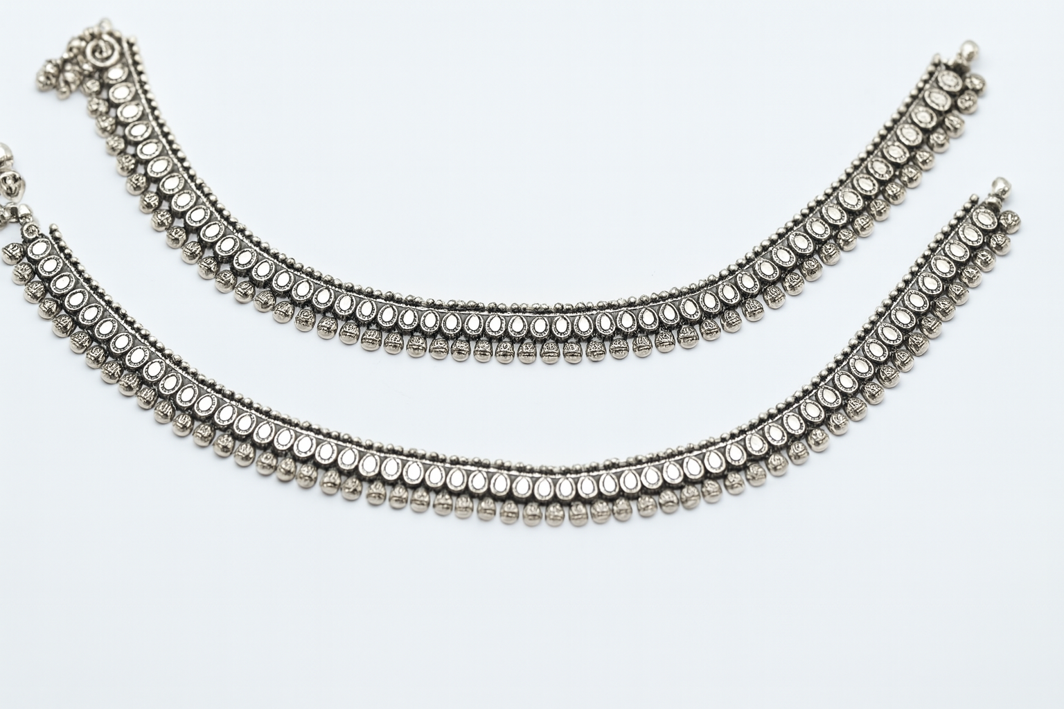 Antique Silver-Plated Traditional Payal