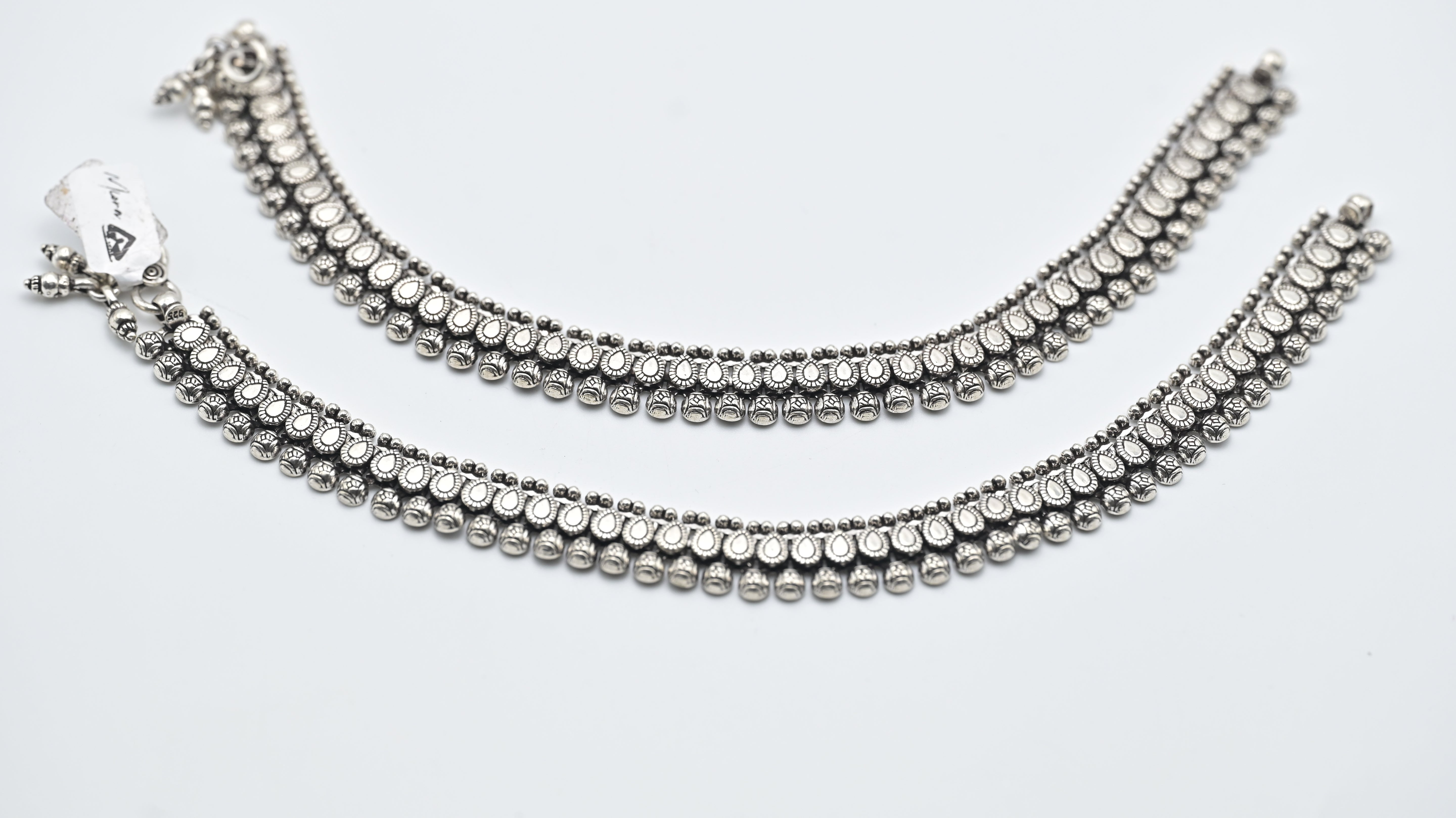 Antique Silver-Plated Traditional Payal