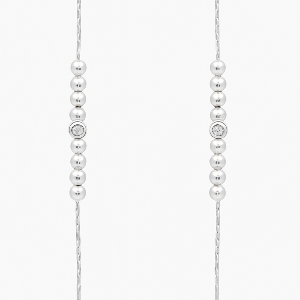 Minimalist Beaded Anklet with Diamond Accents