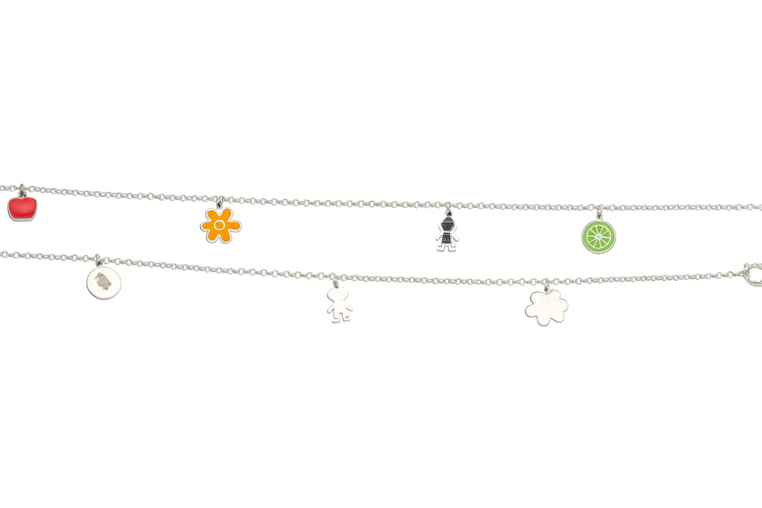 Girls Teenager charm with flower, heart & kid design Anklet