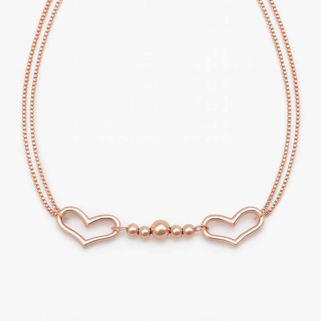 Rose Gold Double Heart Anklet