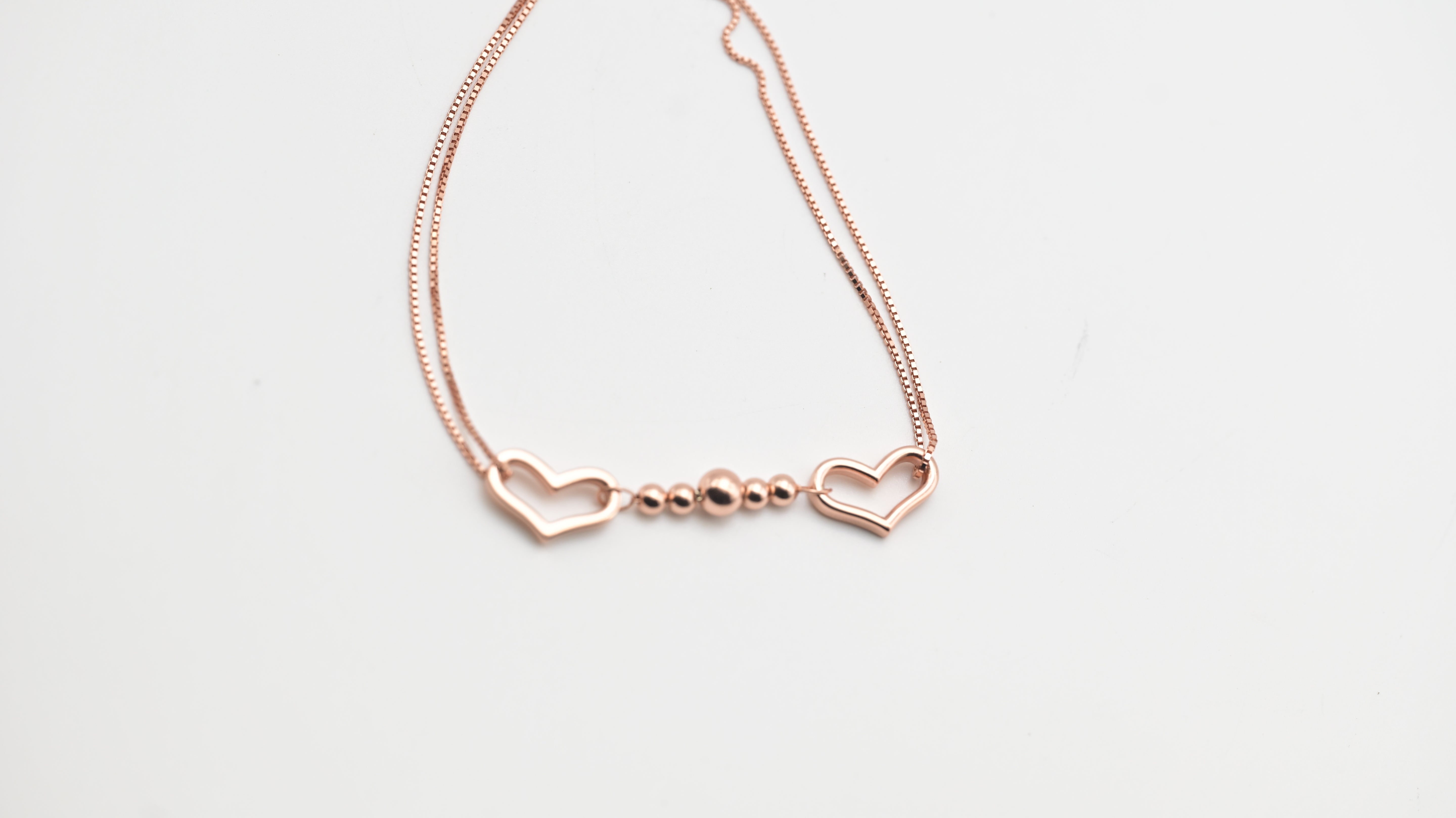 Rose Gold Double Heart Anklet