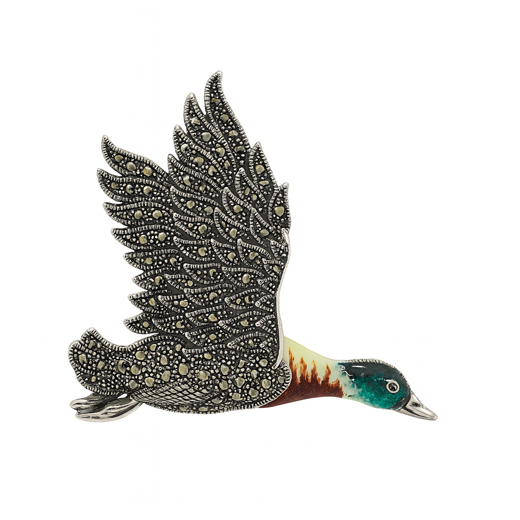 Flying Duck Enamel Brooch