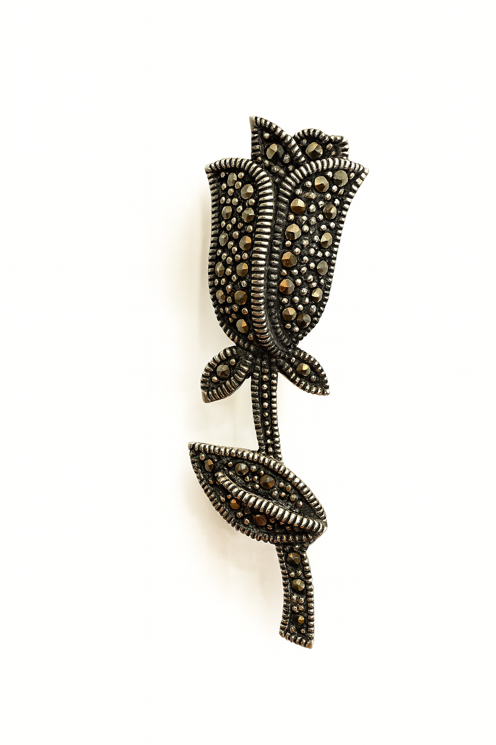 Rose Marcasite Brooch