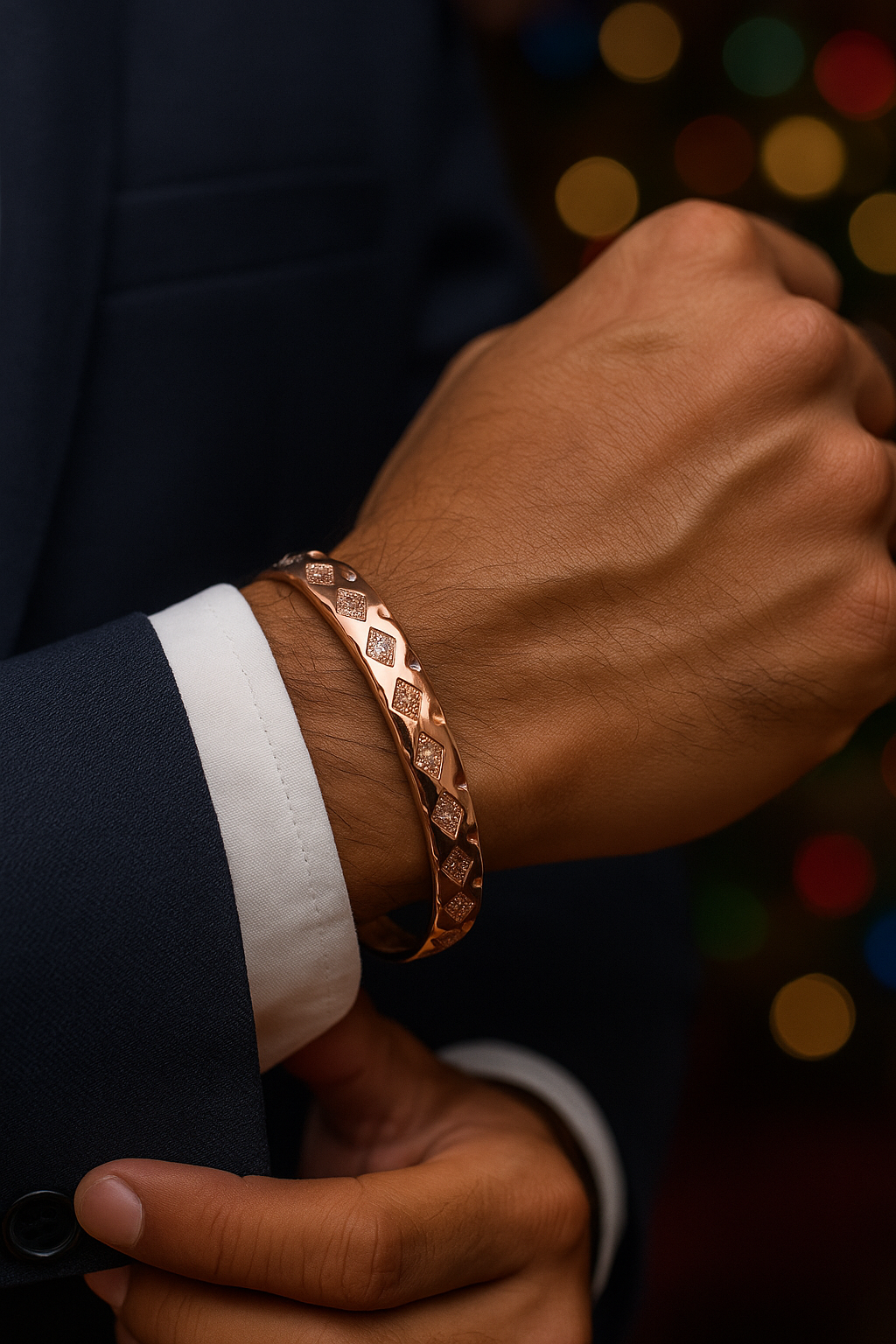 Rose Gold-Plated Textured women's Hoop bracelet