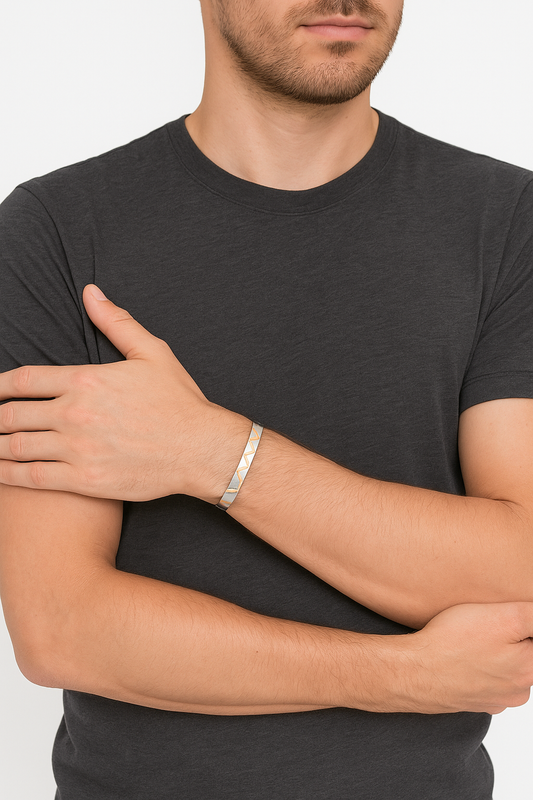 Silver Rose Gold Dual-Tone Kada
