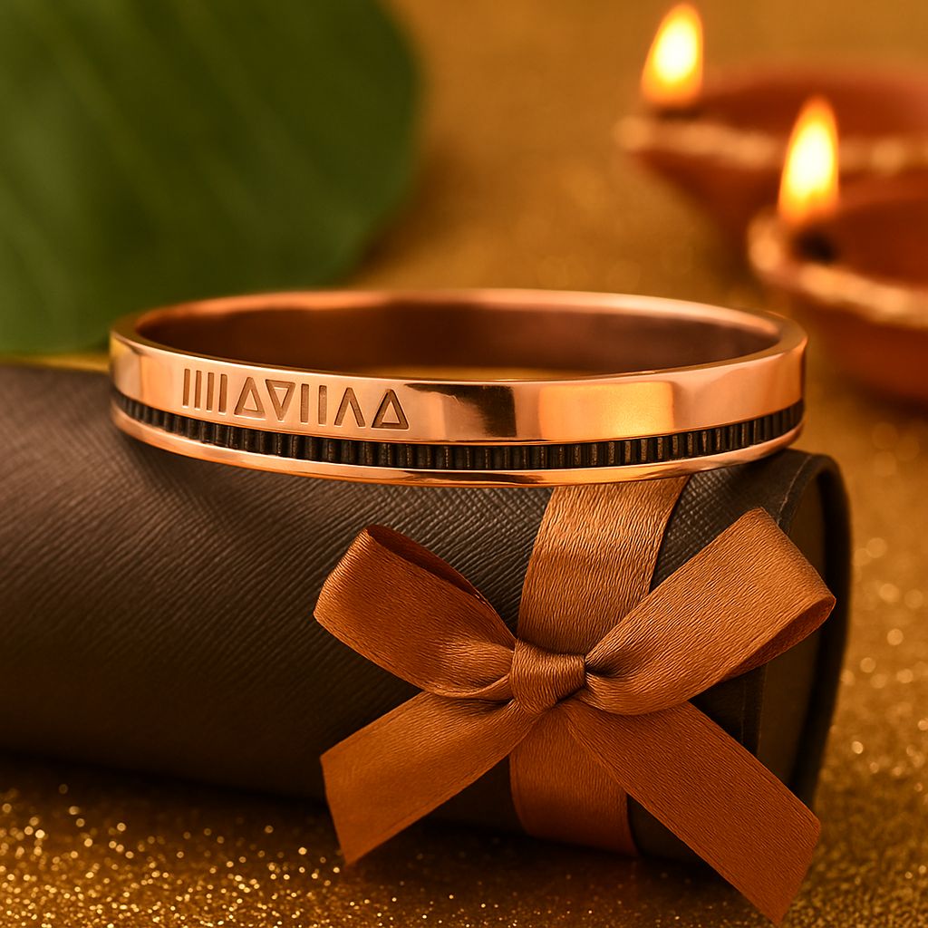 Rose Gold Kada with Roman Detailing