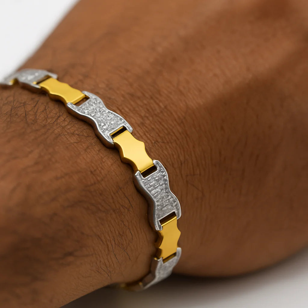 Men's dual tone geometric Bracelet