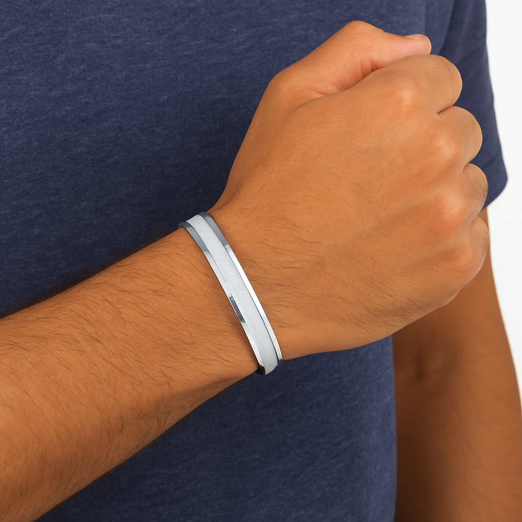 Frost-Texture Faceted Bangle for Men