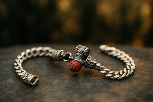 Silver Chain Bracelet with Rudraksh