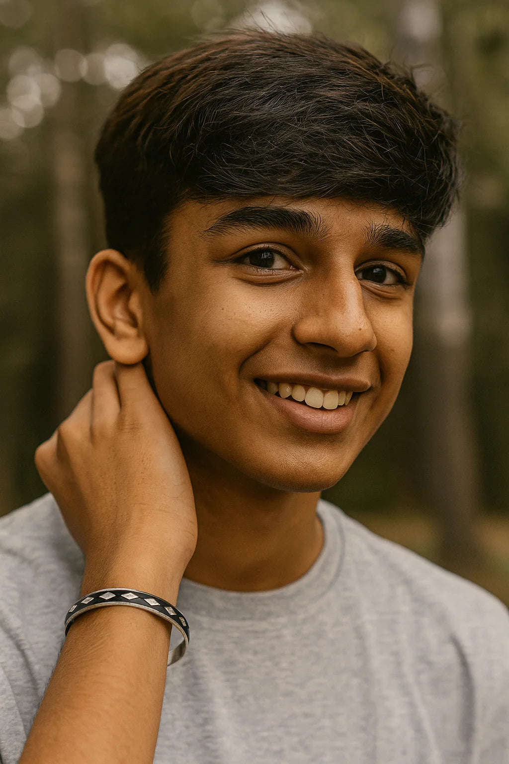 Men's Black Enamel Geometric Kada