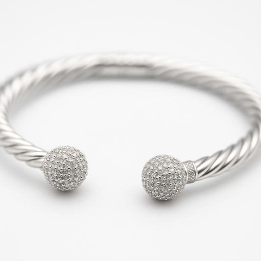 Crystal Ball Cable Cuff Bracelet