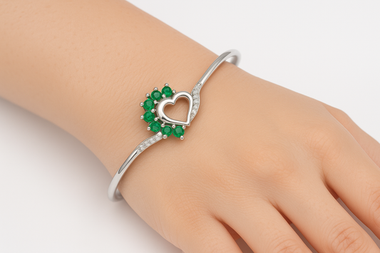 Green Stone Heart Bracelet