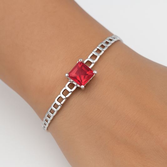 Red Gem Chain Cuff Bracelet