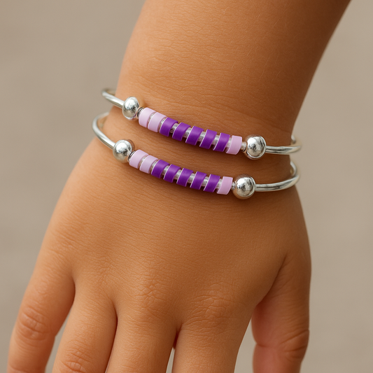 Purple Spiral Kids Bangle Set