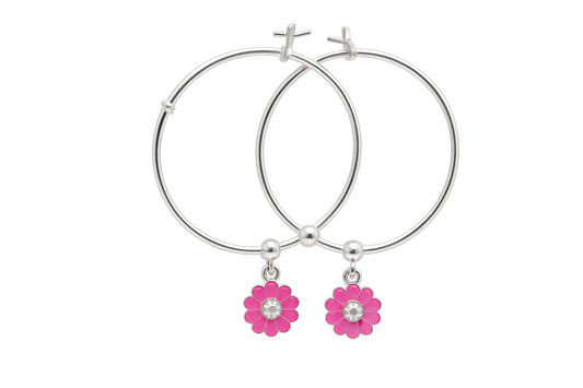 Pink Flower Charm Bangles