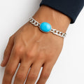 Men’s Silver Chain Bracelet with Turquoise Stone Centerpiece
