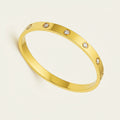 Classic Gold Plated Screw-Design Bangle with Crystal Accents”