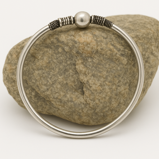 Minimalist Tribal Silver Bangle