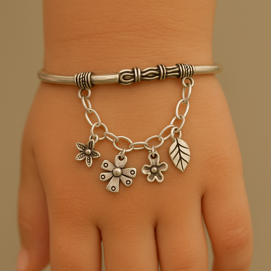 Whimsical Bloom Kids Charm Bangle