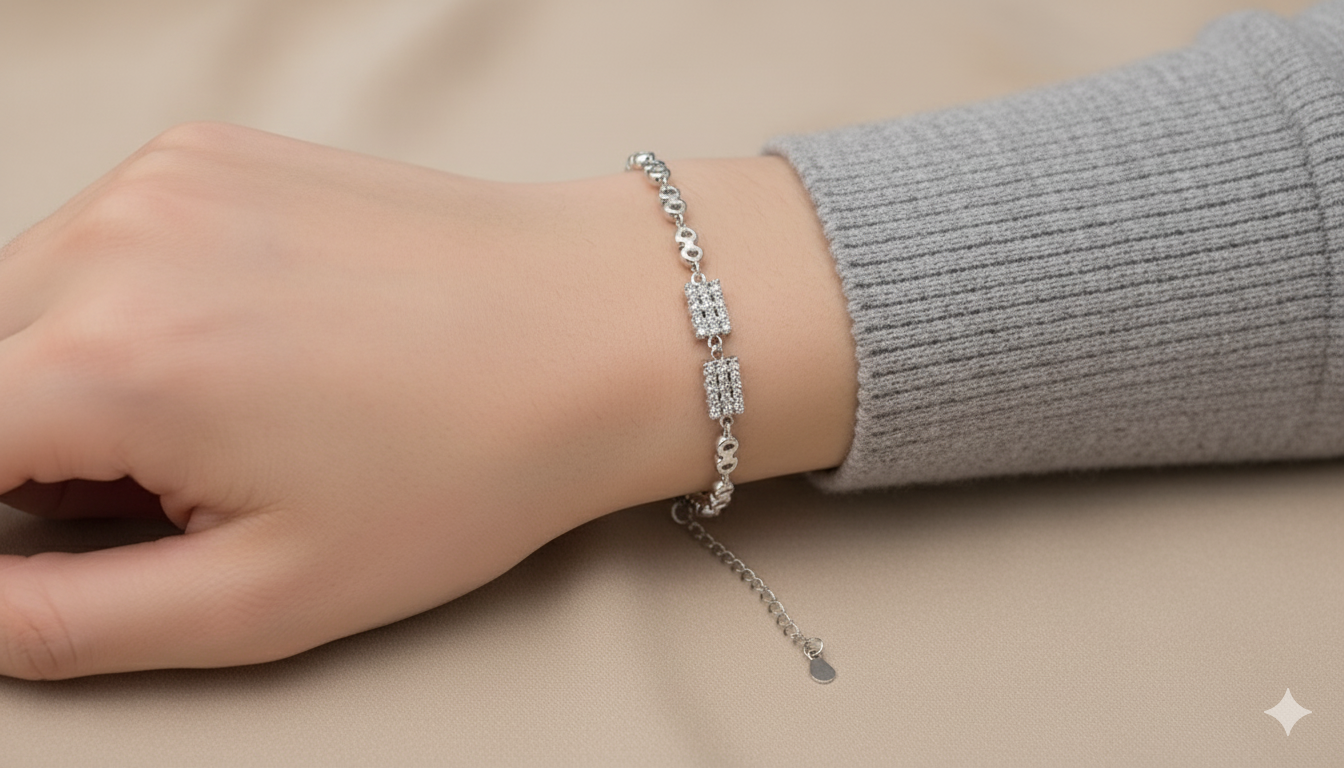 Adjustable Bracelet with Dual Crystal Clusters