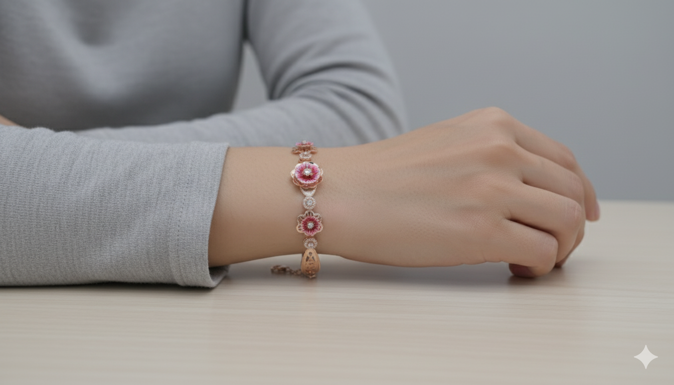 Rose Gold Plated  Floral Bracelet