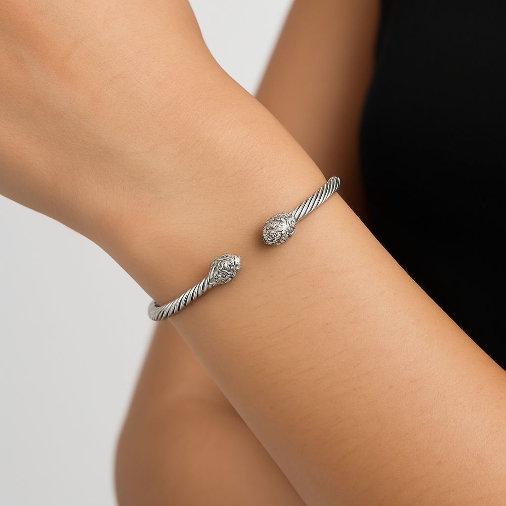 Twisted Cable Open Bangle Bracelet