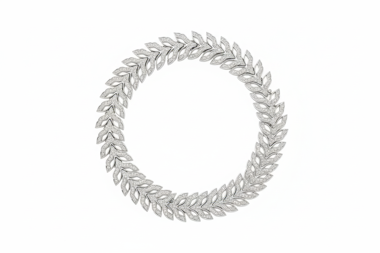 Leaf Pattern Tennis Bracelet