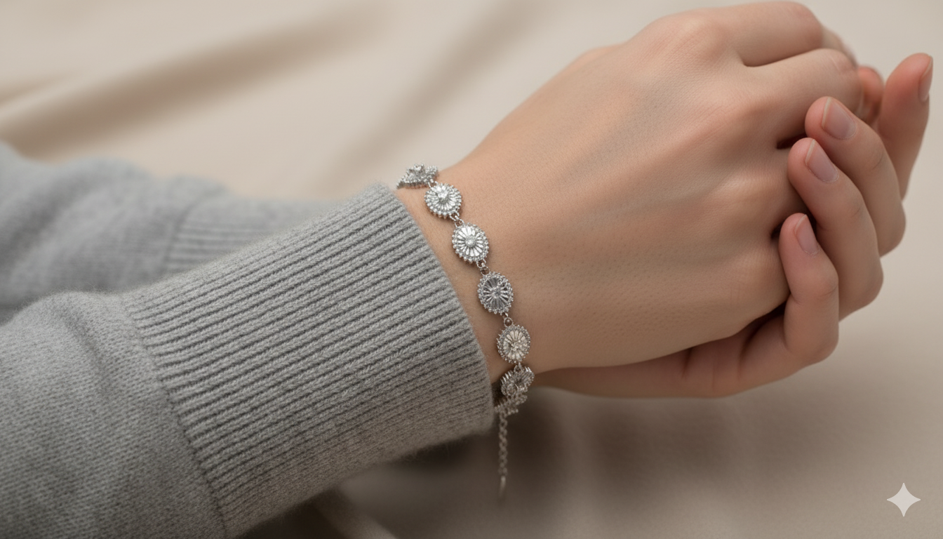 Sunburst Disk Bracelet - Elegant Adjustable Chain Bracelet