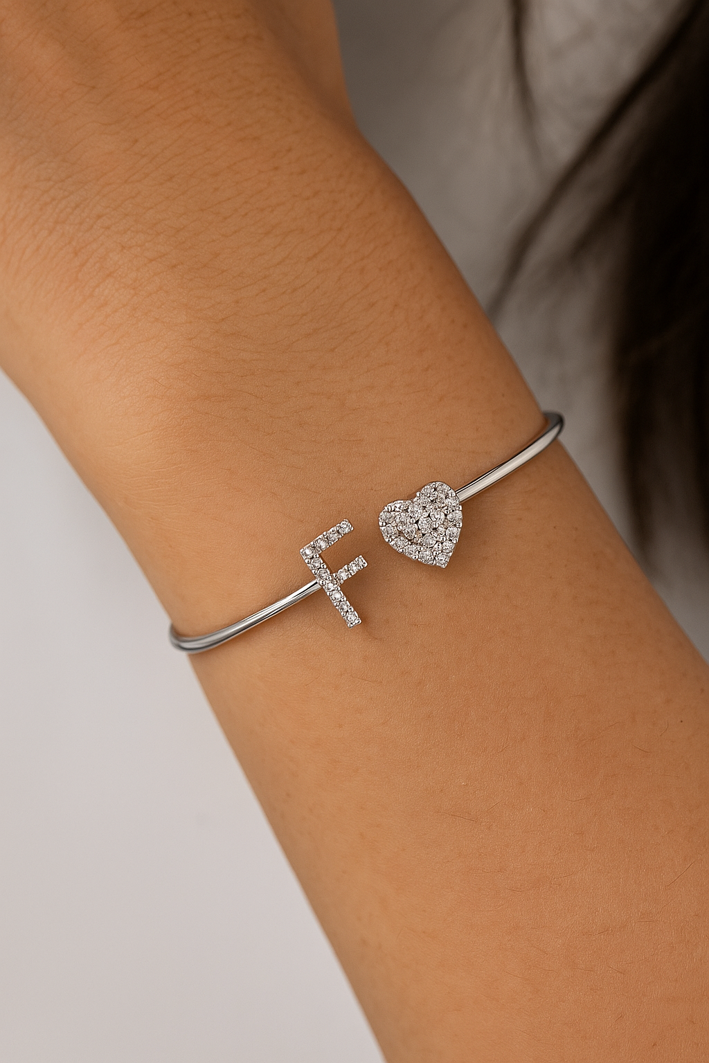 F Initial Heart Bracelet