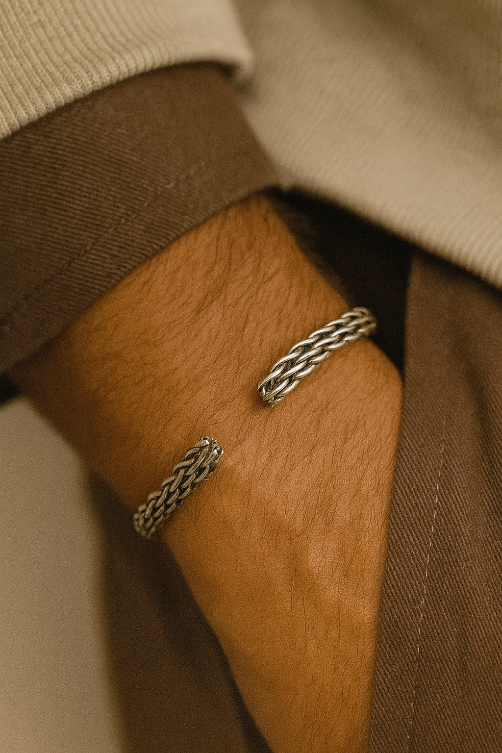 Woven Rope Open Cuff Bracelet for Men