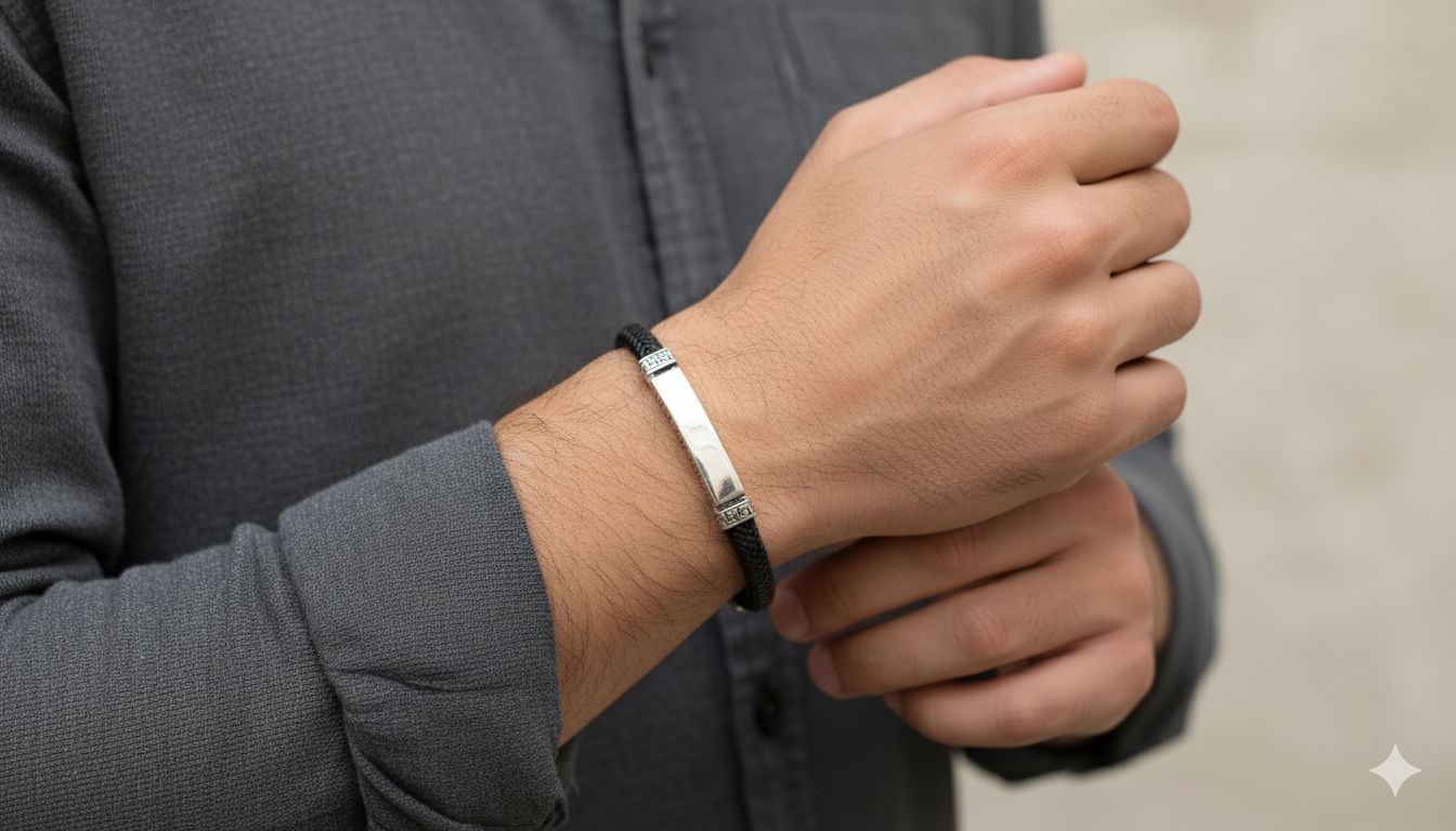 Men's Black Leather Bracelet