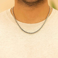 Oxidized Tribal Pattern Chain Necklace | Sterling Silver