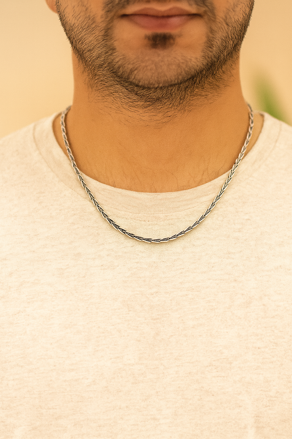 Oxidized Tribal Pattern Chain Necklace | Sterling Silver