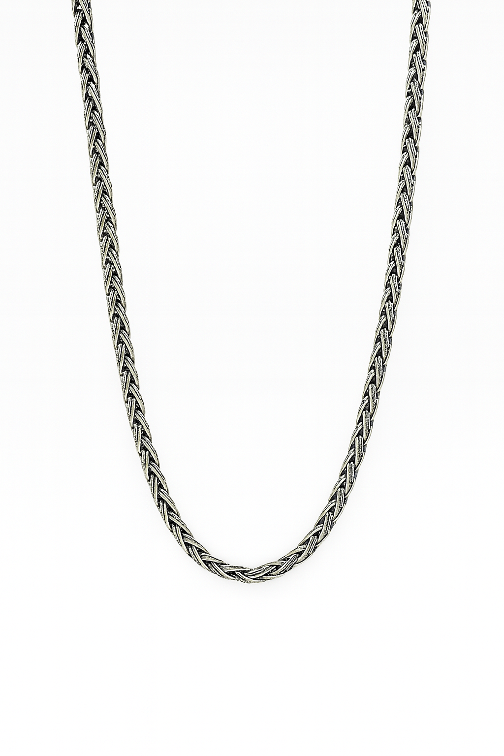 Oxidized Woven Chain Necklace | Bold Braided Design | Sterling Silver