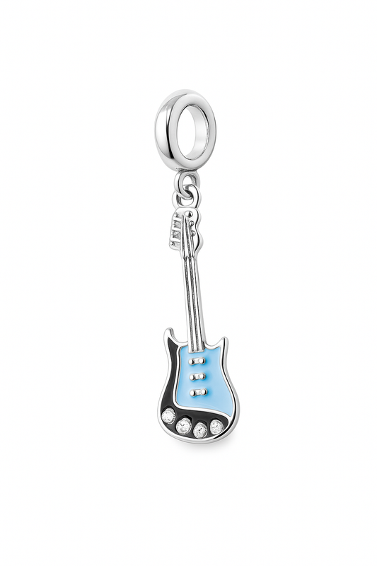 Guitar Charm | Blue & Black Enamel | Tiny Treasures Collection